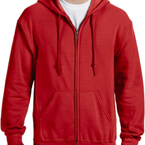 RED FULL ZIP HOODIE G186 SIZE M